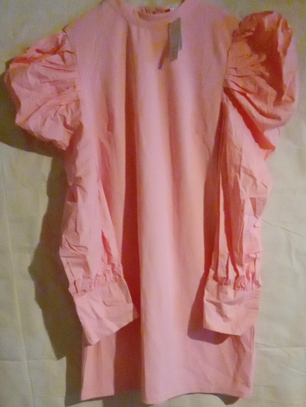 Women's Pink Puff-Sleeve Dress